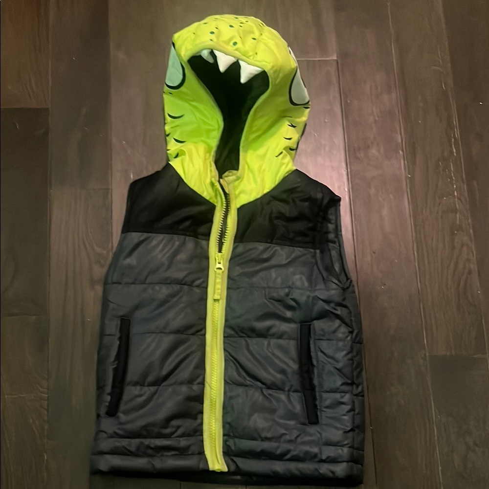 Cat & Jack Black and Neon Green Hooded Vest